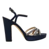 Discount 🎉 NINA Saralyn Navy Satin 🛒 Sandals ✨