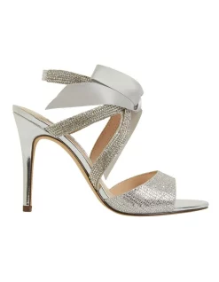 Best Pirce 𧨠NINA Claudia Silver Glitter Satin Sandals π₯°