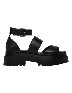 New π Windsor Smith Thrilled Black Leather Ankle Strap Platform β€οΈ Sandal βοΈ