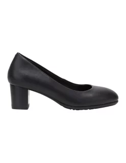 Top 10 👍 Hush Puppies The Block Heel Black Leather Heeled Shoes 🔥