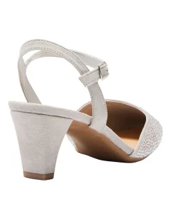 Brand new 🧨 Easy Steps Adelle Heeled 🎁 Shoes In Silver Fabric ⌛ -Chic Highheels Store unnamed file 4417