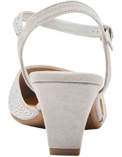 Brand new 🧨 Easy Steps Adelle Heeled 🎁 Shoes In Silver Fabric ⌛ -Chic Highheels Store unnamed file 4418