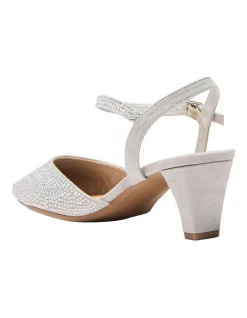 Brand new 🧨 Easy Steps Adelle Heeled 🎁 Shoes In Silver Fabric ⌛ -Chic Highheels Store unnamed file 4419