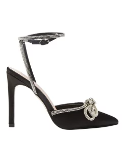 New 🔔 Pink Inc Rory Heeled Shoes In Black Satin ⌛