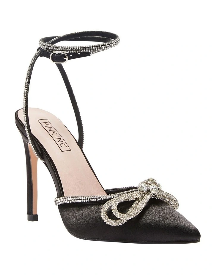 New π Pink Inc Rory Heeled Shoes In Black Satin β 2 New π Pink Inc Rory Heeled Shoes In Black Satin β - Image 2