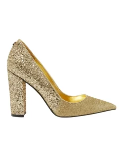 Buy 👏 Guess Abagaily Heeled ⭐ Shoes In Gold ⭐