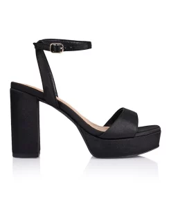 Cheapest ⌛ Siren Orion Satin Platform 🔥 Heels In Black 🥰